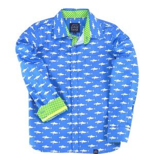 Blue Shark Print boys Shirt